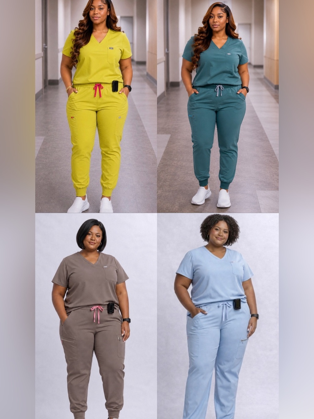 4 SET Figs bundle Catrina Top and Zamora Women's Taupe Scrub 4XL